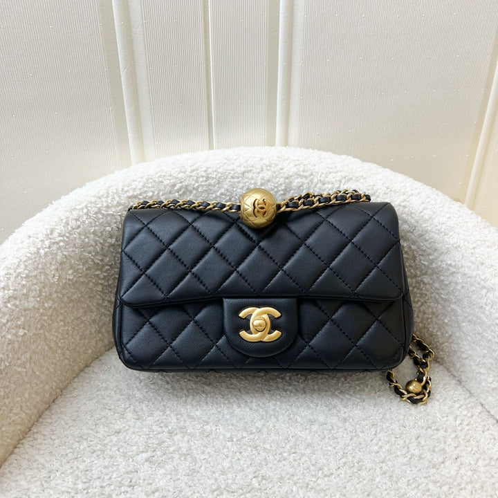 Chanel Pearl Crush Mini Rectangular Flap in Black Lambskin and
