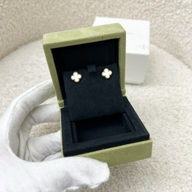 Van Cleef & Arpels VCA Sweet Alhambra Ear Studs with Mother of Pearl MOP in 18K Yellow Gold