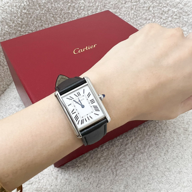 Cartier Tank Must Watch Large Model Quartz, Black Leather Strap, Quartz Movement (WSTA0041)