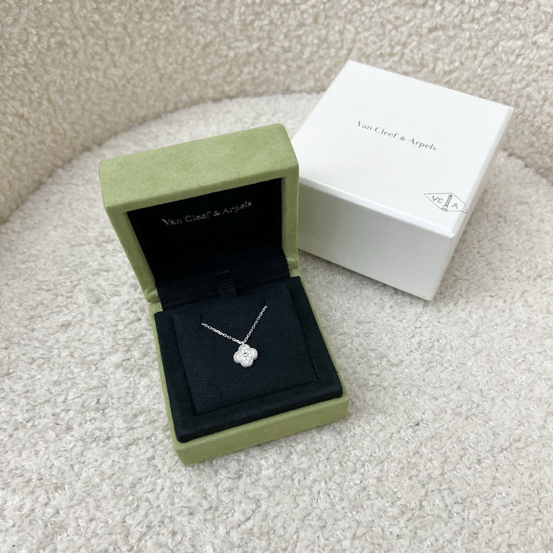 Van Cleef Arpels VCA Sweet Alhambra Pendant with Diamonds in 18K White Gold