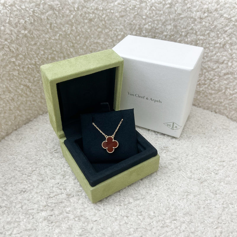 [Receipt dated July 2024] Van Cleef & Arpels VCA Vintage Alhambra Pendant Necklace with Carnelian in 18K Yellow Gold