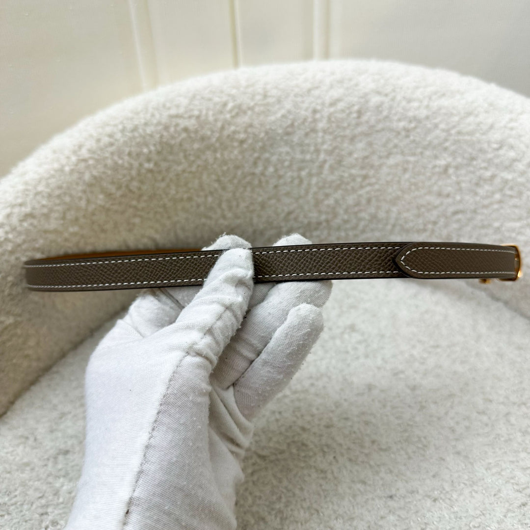 Hermes Pop H Belt in Etoupe Epsom Leather and RGHW Sz 75