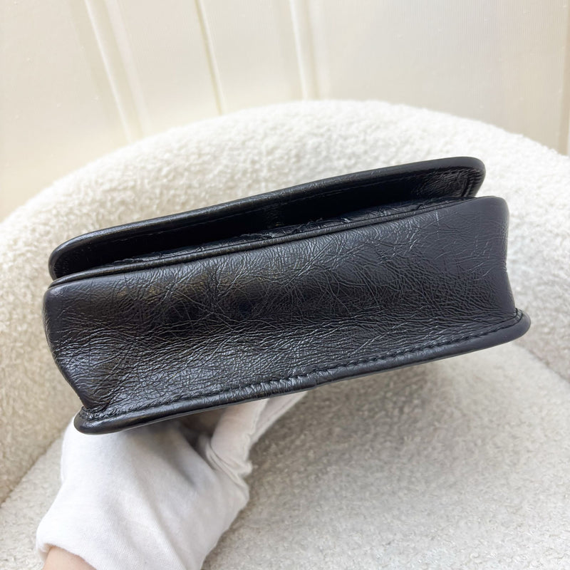 Saint Laurent YSL Niki Wallet on Chain WOC in Black Vintage Crinkled Calfskin and RHW