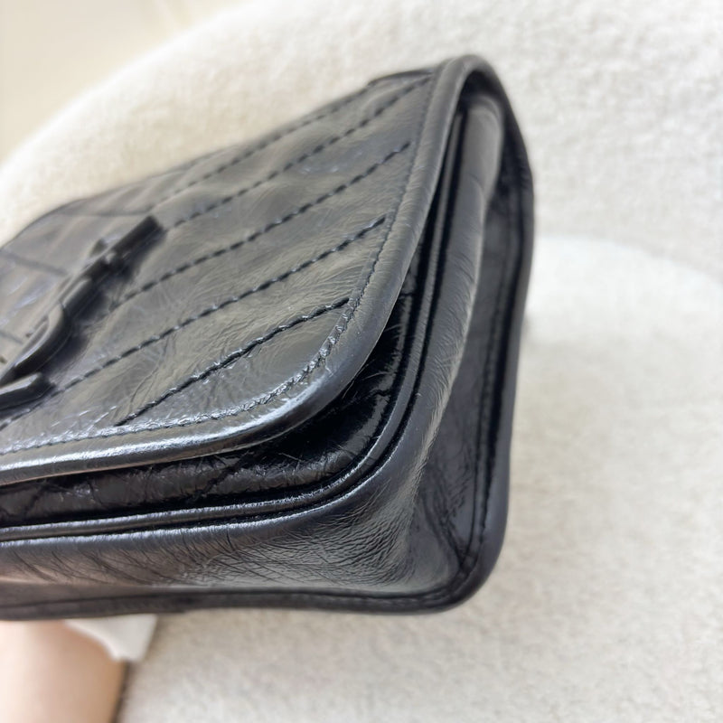 Saint Laurent YSL Niki Wallet on Chain WOC in Black Vintage Crinkled Calfskin and RHW