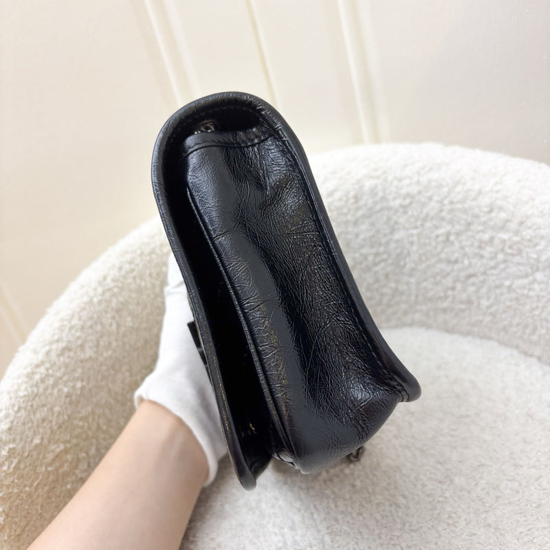Saint Laurent YSL Niki Wallet on Chain WOC in Black Vintage Crinkled Calfskin and RHW