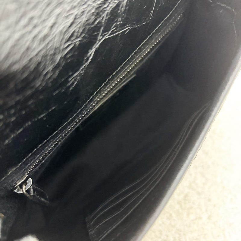 Saint Laurent YSL Niki Wallet on Chain WOC in Black Vintage Crinkled Calfskin and RHW