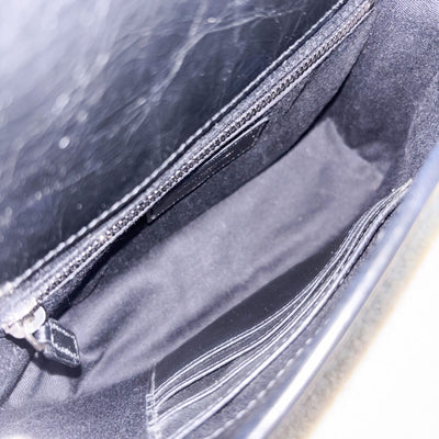 Saint Laurent YSL Niki Wallet on Chain WOC in Black Vintage Crinkled Calfskin and RHW