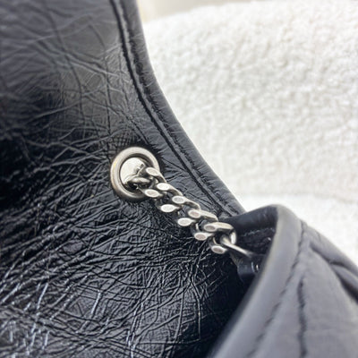 Saint Laurent YSL Niki Wallet on Chain WOC in Black Vintage Crinkled Calfskin and RHW