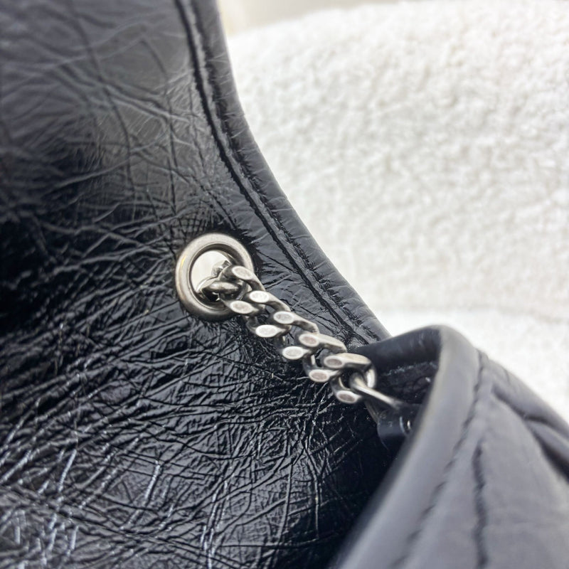 Saint Laurent YSL Niki Wallet on Chain WOC in Black Vintage Crinkled Calfskin and RHW
