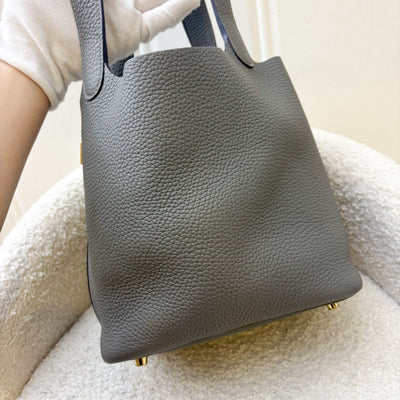 Hermes Picotin 18 in Gris Meyer Clemence Leather and GHW