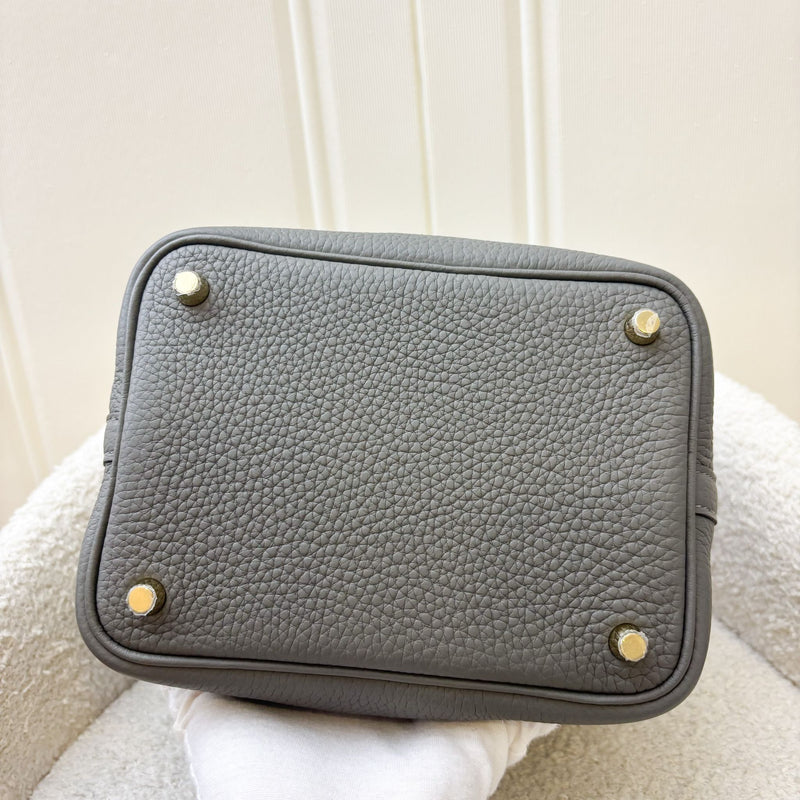 Hermes Picotin 18 in Gris Meyer Clemence Leather and GHW