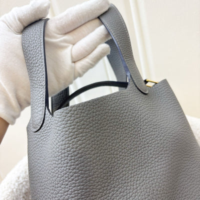 Hermes Picotin 18 in Gris Meyer Clemence Leather and GHW