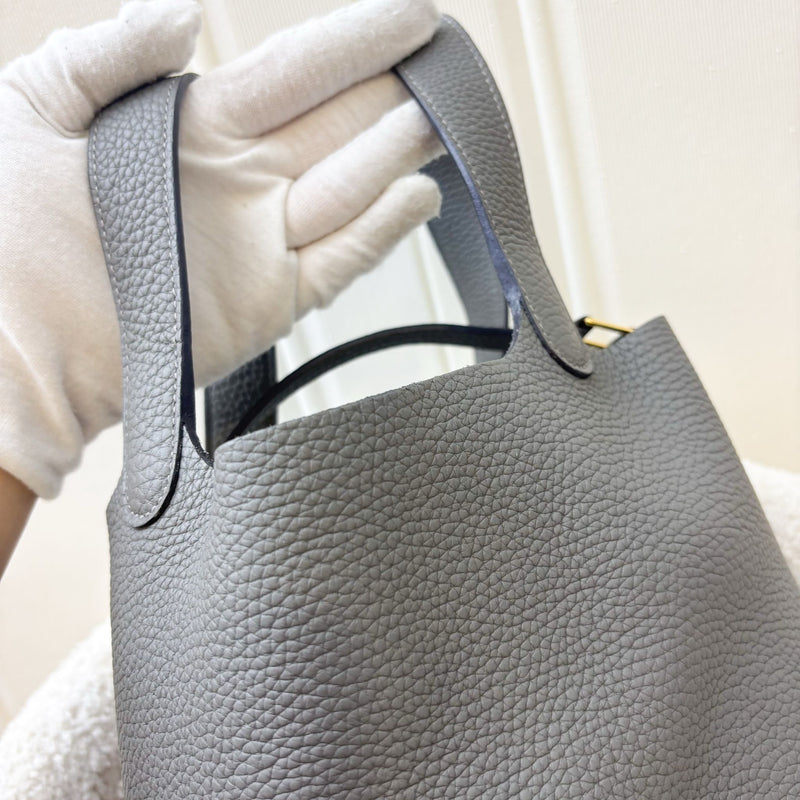 Hermes Picotin 18 in Gris Meyer Clemence Leather and GHW