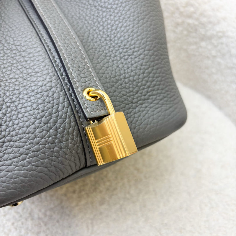 Hermes Picotin 18 in Gris Meyer Clemence Leather and GHW