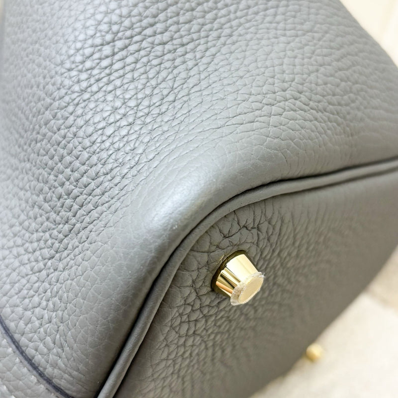Hermes Picotin 18 in Gris Meyer Clemence Leather and GHW