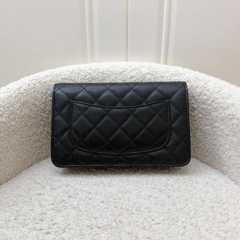 [BN - Sep 2025] Chanel 25B Shooting Star Logo Wallet on Chain WOC in Black Caviar and SHW (Model: AP3723)