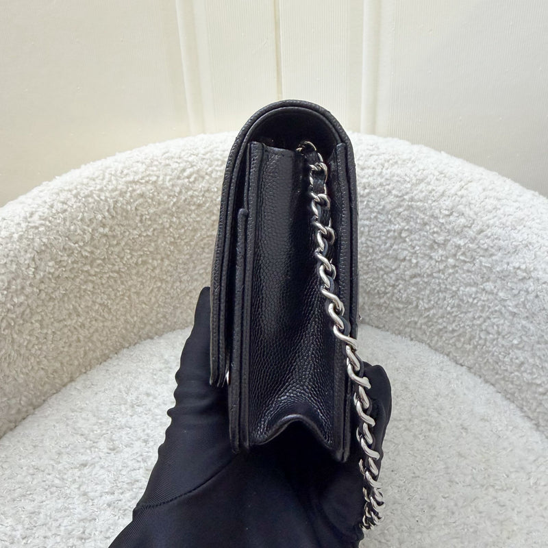 [BN - Sep 2025] Chanel 25B Shooting Star Logo Wallet on Chain WOC in Black Caviar and SHW (Model: AP3723)