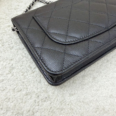 [BN - Sep 2025] Chanel 25B Shooting Star Logo Wallet on Chain WOC in Black Caviar and SHW (Model: AP3723)