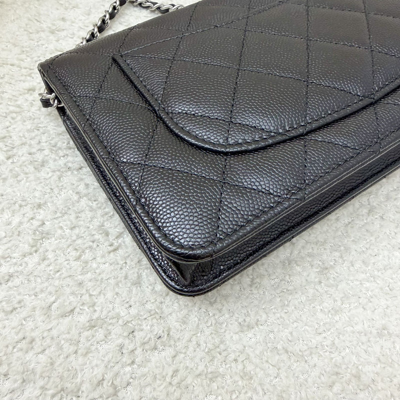 [BN - Sep 2025] Chanel 25B Shooting Star Logo Wallet on Chain WOC in Black Caviar and SHW (Model: AP3723)