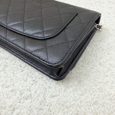 [BN - Sep 2025] Chanel 25B Shooting Star Logo Wallet on Chain WOC in Black Caviar and SHW (Model: AP3723)