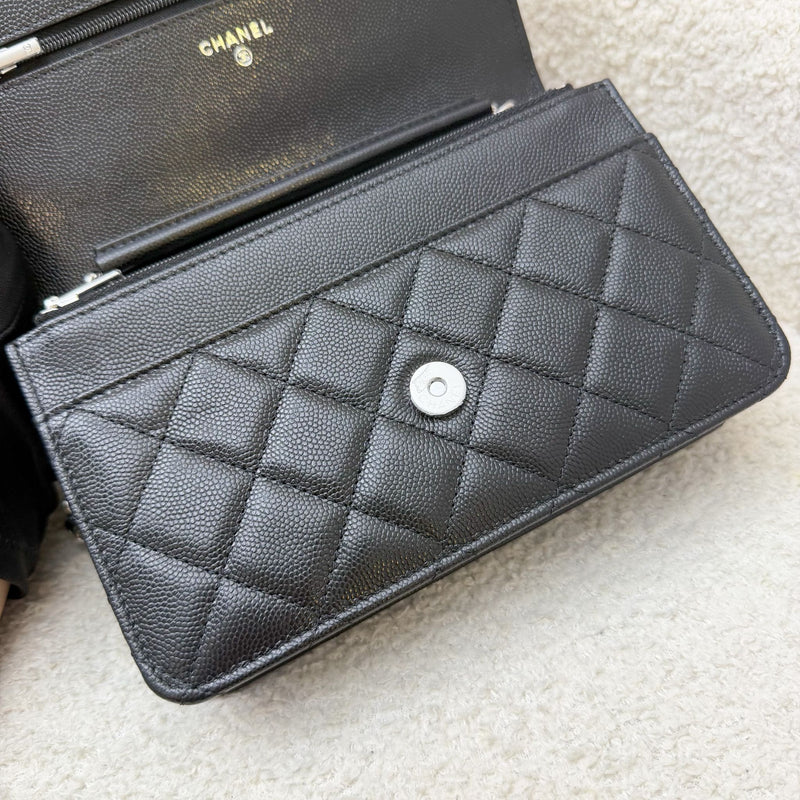 [BN - Sep 2025] Chanel 25B Shooting Star Logo Wallet on Chain WOC in Black Caviar and SHW (Model: AP3723)