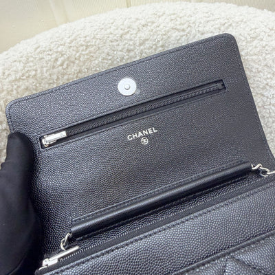 [BN - Sep 2025] Chanel 25B Shooting Star Logo Wallet on Chain WOC in Black Caviar and SHW (Model: AP3723)