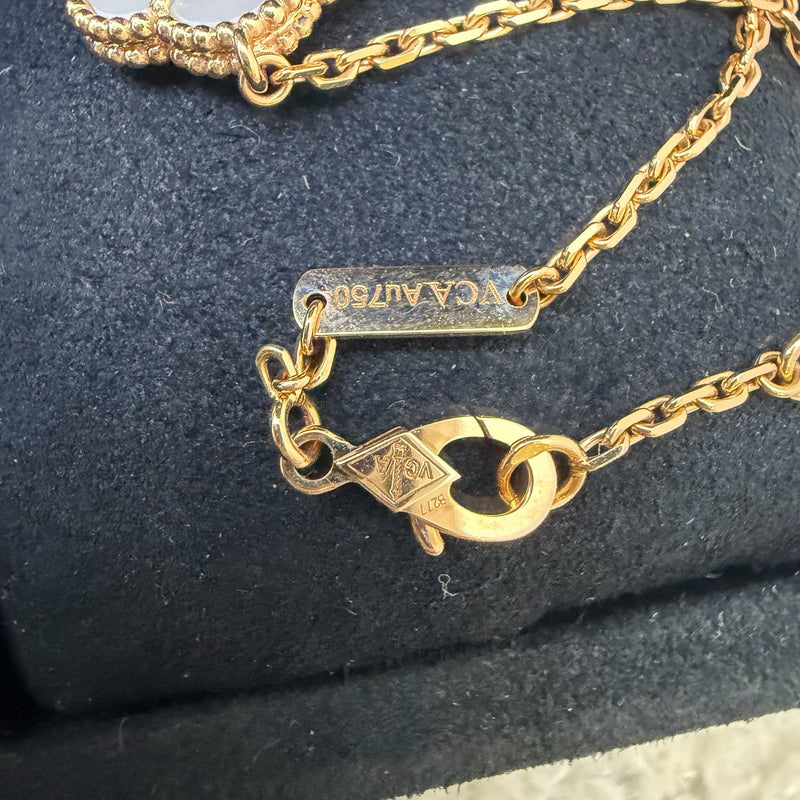 Van Cleef & Arpels VCA Lucky Spring Plum Blossom Bracelet with White Mother of Pearl MOP in 18K Rose Gold (Ref: VCARP9V900)