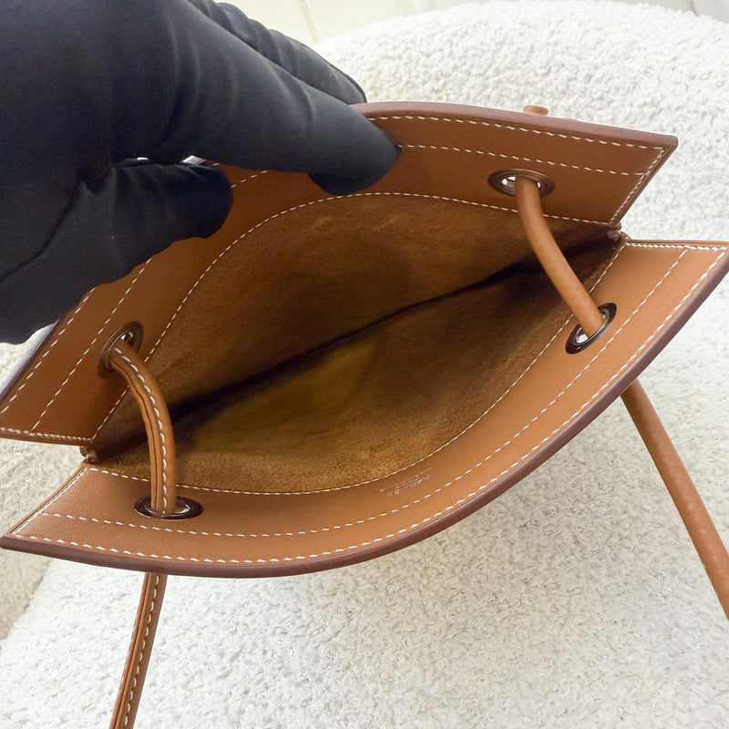 Hermes Aline Mini Short Strap in Gold Veau Cheri Leather