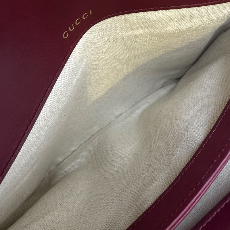 Gucci Horsebit 1955 Soft Medium Shoulder Bag in Coated Canvas, Burgundy Leather and LGHW