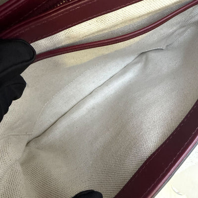 Gucci Horsebit 1955 Soft Medium Shoulder Bag in Coated Canvas, Burgundy Leather and LGHW