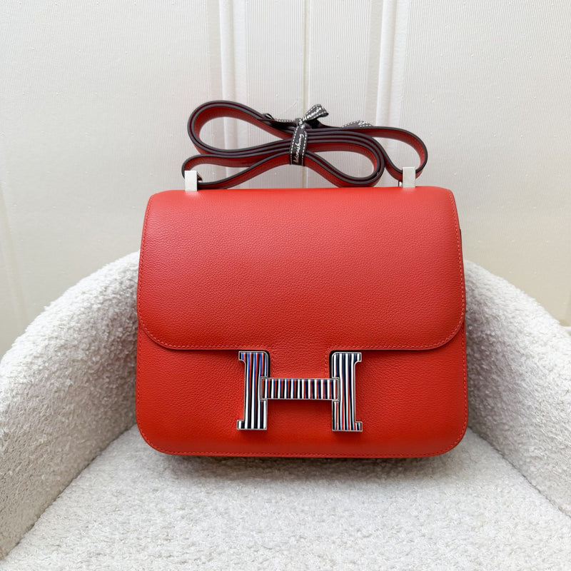 Hermes Constance 24 in Capucine Evercolor Leather and Optique Enamel and PHW