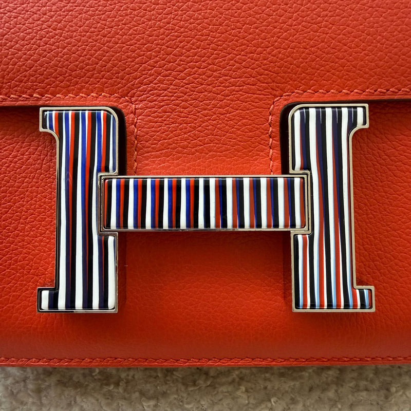 Hermes Constance 24 in Capucine Evercolor Leather and Optique Enamel and PHW