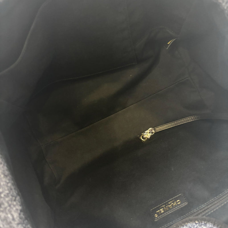 Chanel Medium / Large Deauville Tote in Navy Cotton, Nylon, Lurex, Calfskin and LGHW (Model: A66941)