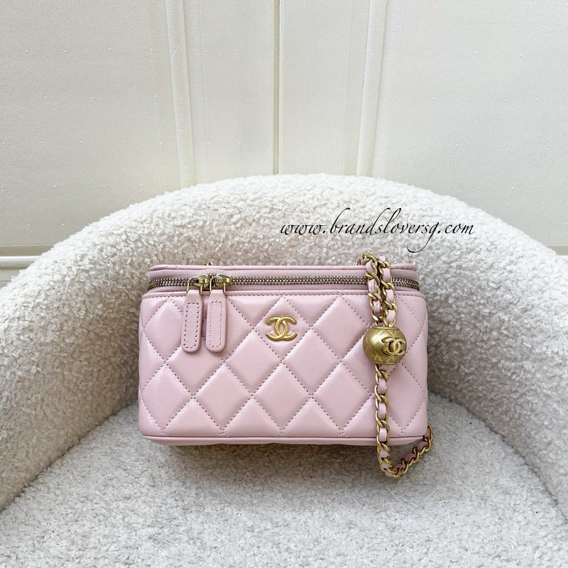 Chanel Pearl Crush Adjustable Chain Small Vanity in 24K Light Pink Lambskin and AGHW