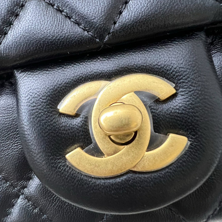 Chanel Pearl Crush Mini Rectangular Flap in Black Lambskin and