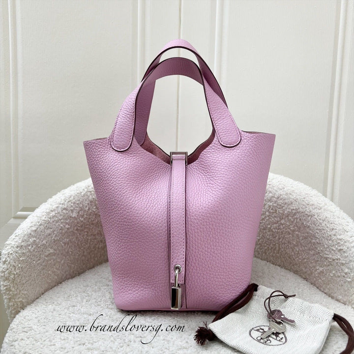 HERMES シルクリボン パープル Hermes Picotin 18 in Mauve Sylvestre Clemence Leather and PHW
