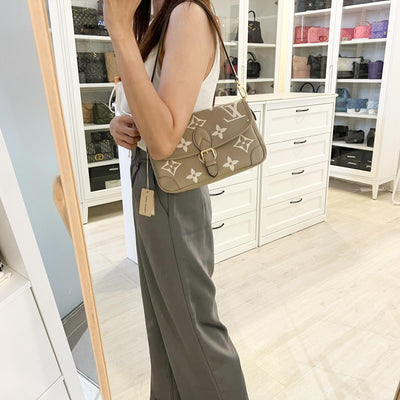 LV Diane PM in Tourterelle (Grey) / Creme Giant Monogram Empreinte Leather and GHW