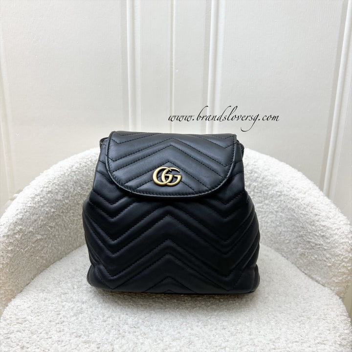 Gucci GG Marmont Backpack in Black Calfskin and AGHW – Brands Lover