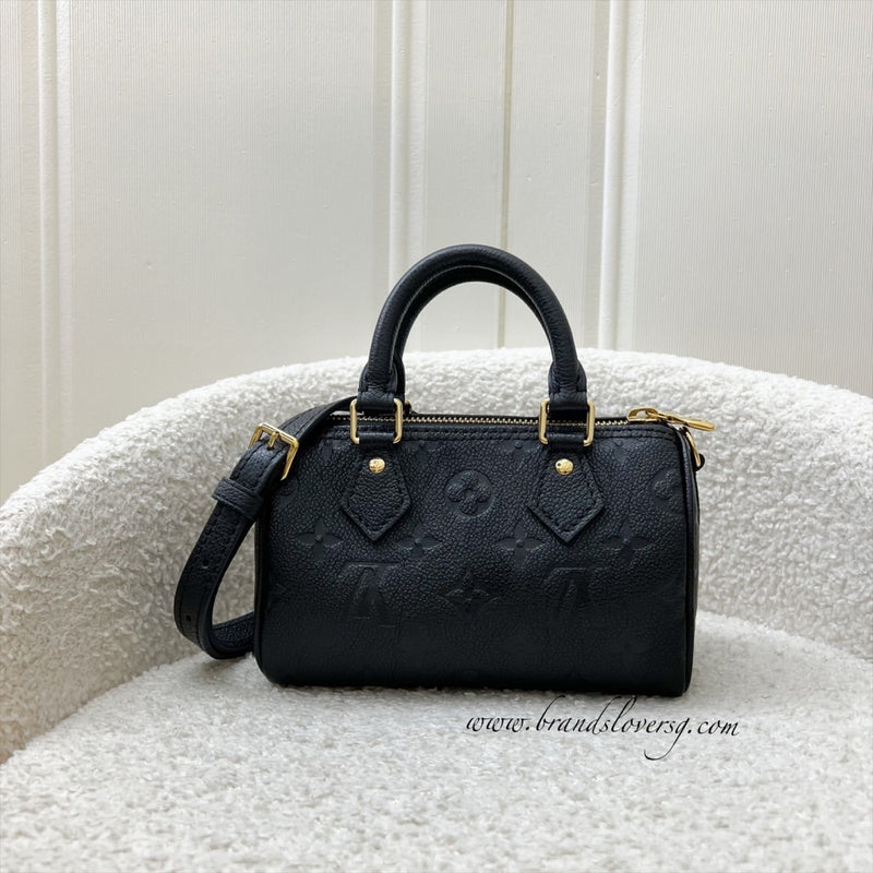 LV Nano Speedy in Black Monogram Empreinte Leather and GHW