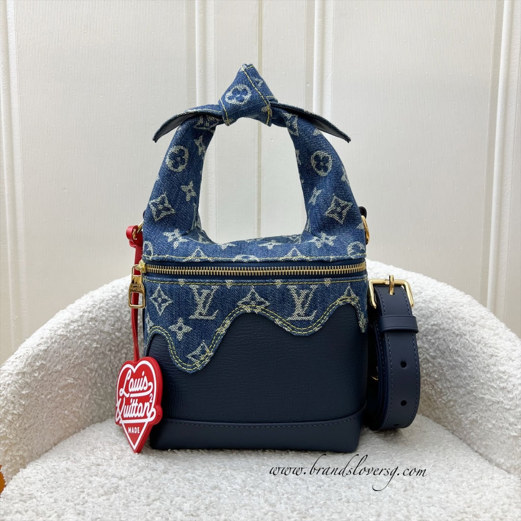 LV x NIGO Japanese Cruiser Bag in Blue Monogram Denim, Navy Blue