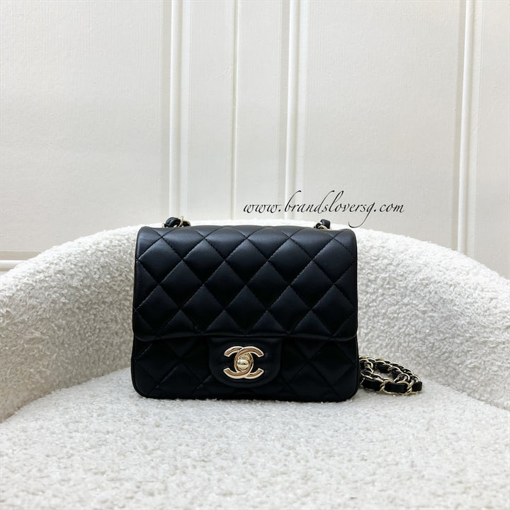 Chanel Classic Square Mini Flap in Black Lambskin and LGHW (Model