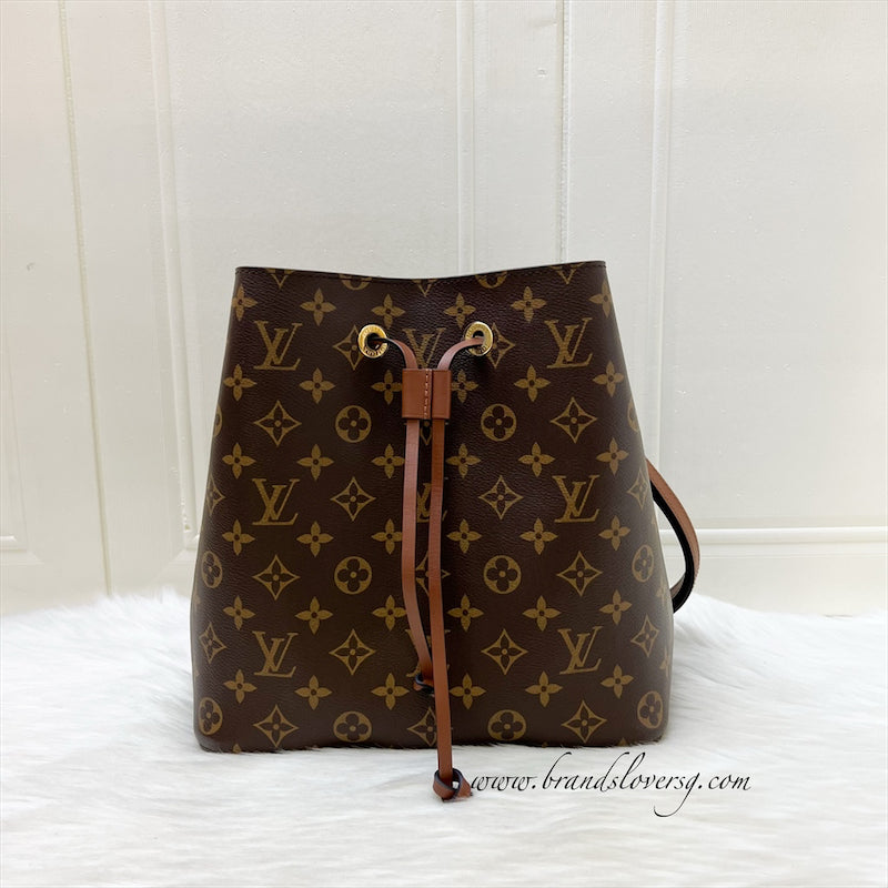LV NéoNoé MM Bucket Bag in Monogram Canvas, Caramel Brown Trim and GHW (Model: M24897)