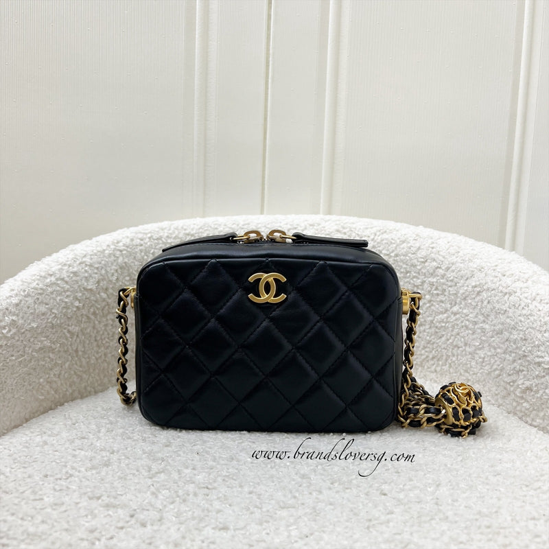 Chanel 22S Pearl Crush Camera Bag in Black Lambskin AGHW