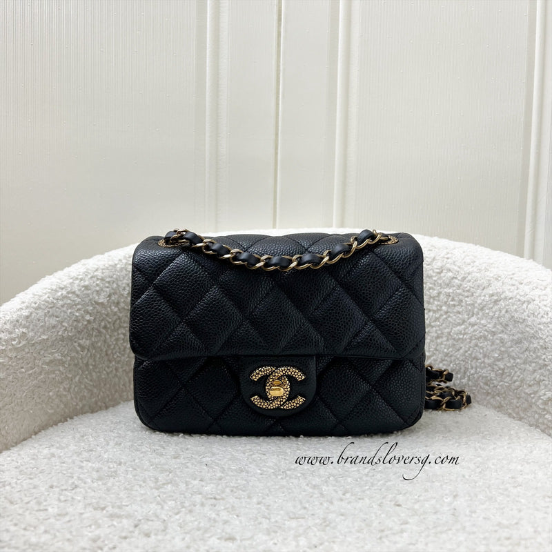 Chanel 24B Mini Flap Bag in Black Caviar and AGHW