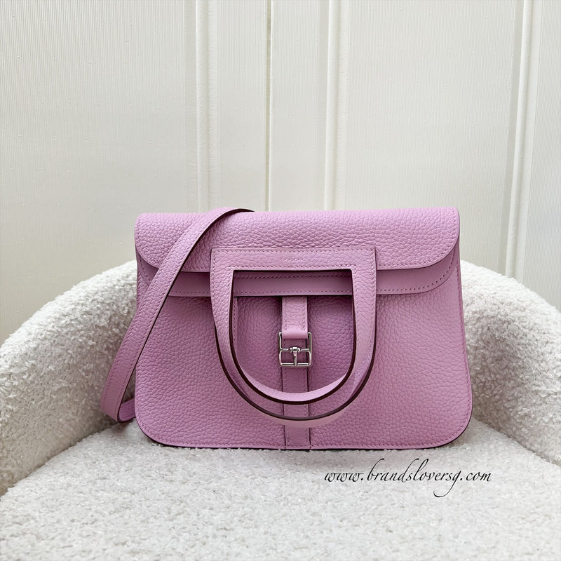 Hermes Halzan 25 in Mauve Sylvester Clemence Leather and PHW