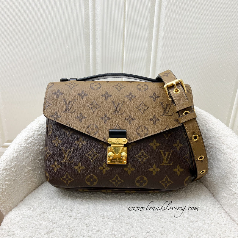 LV Pochette Metis in Reverse Monogram Canvas, Black Leather and GHW