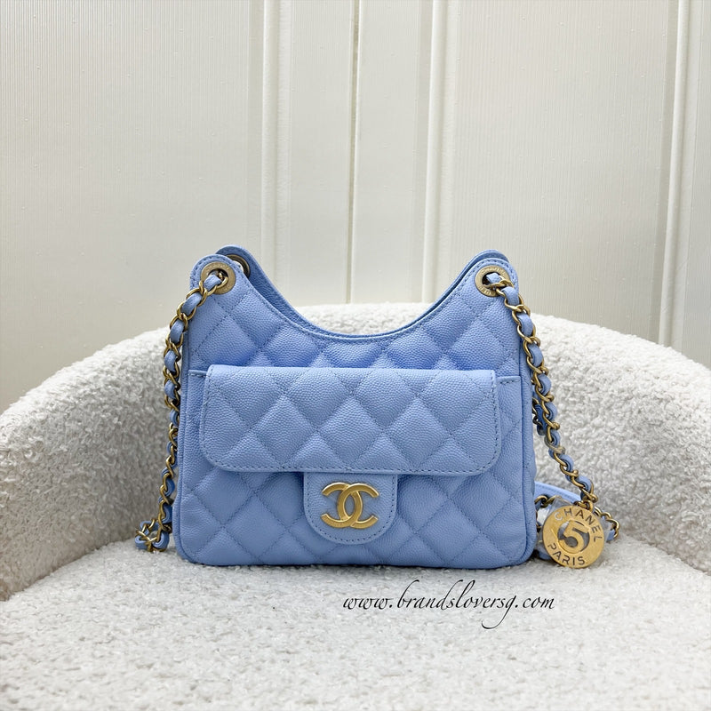 Chanel 23P Hobo Bag in Periwinkle Blue Caviar and AGHW