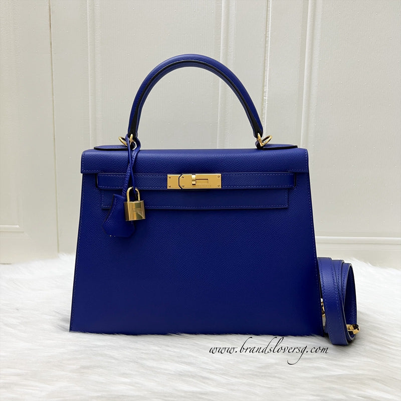 Hermes Kelly 28 Sellier in Bleu Electrique Epsom Leather and GHW