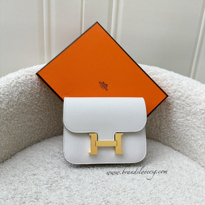 Hermes Constance Slim Wallet in Off-White (Likely Craie) Epsom Leather and GHW