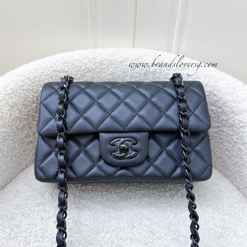 Chanel So Black Classic Mini Rectangle Flap in Black Lambskin and Black HW